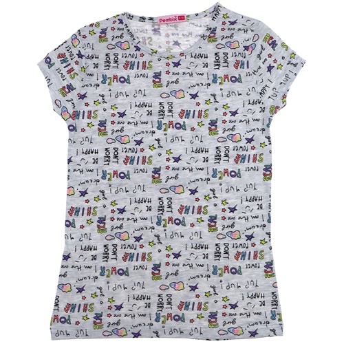 259 Yıldız Desenli Kız Çocuk Tişört 1-8 Yaş