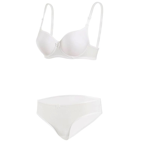 8051 Slikonlu Dolu Düz Takım Sütyen - Beyaz - 75-80-85-90-95