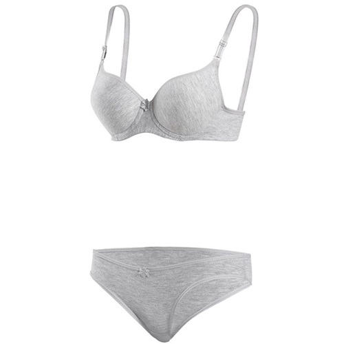 8051 Slikonlu Dolu Düz Takım Sütyen - Gri - 75-80-85-90-95