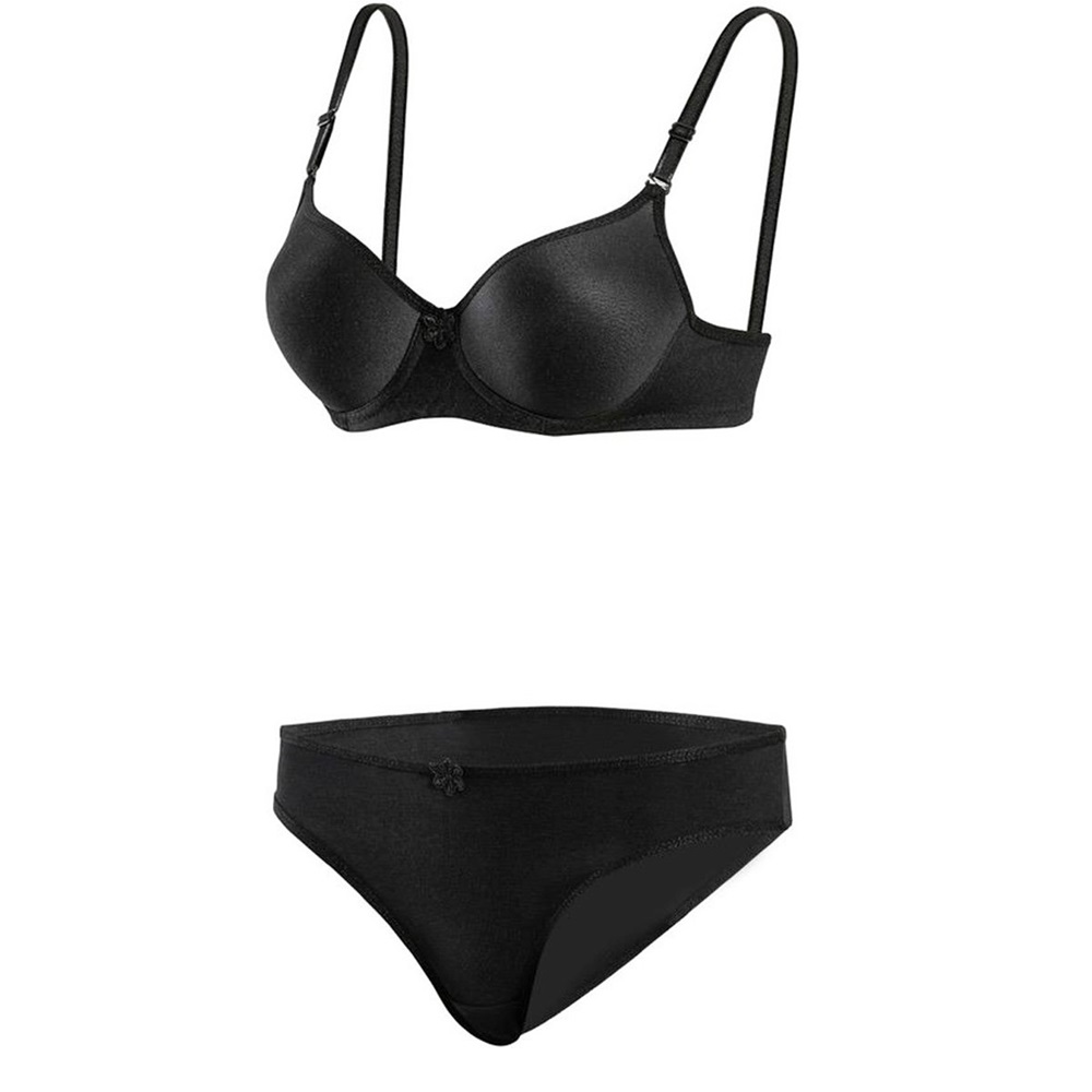 8051 Slikonlu Dolu Düz Takım Sütyen - Siyah Çizgili - 75-80-85-90-95