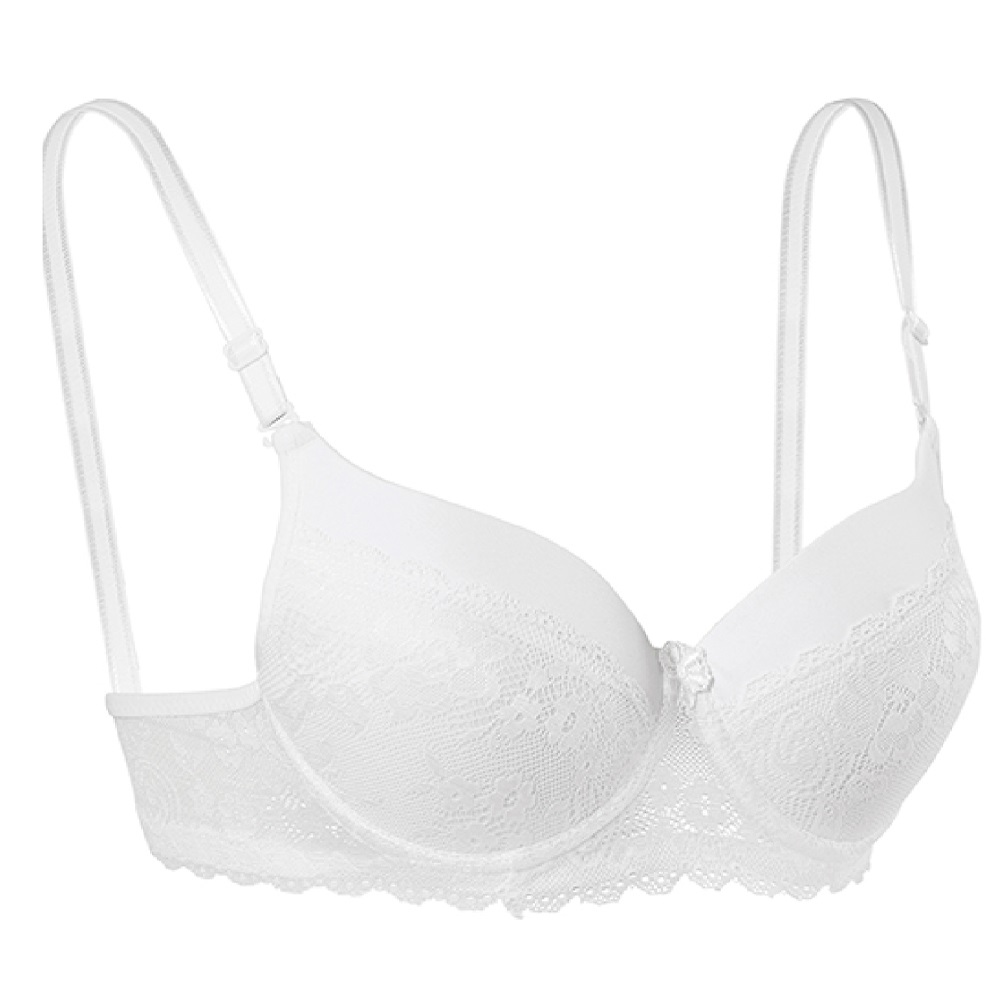 1109 Silikonlu Boş Yarı Dantel Sütyen - Ekru - 75-80-85-90-95