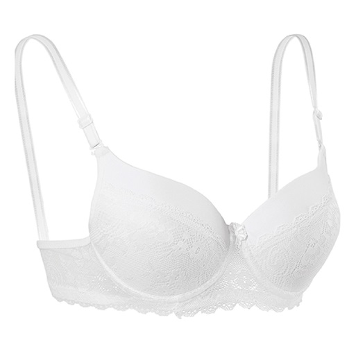 1109 Silikonlu Boş Yarı Dantel Sütyen - Ekru - 75-80-85-90-95
