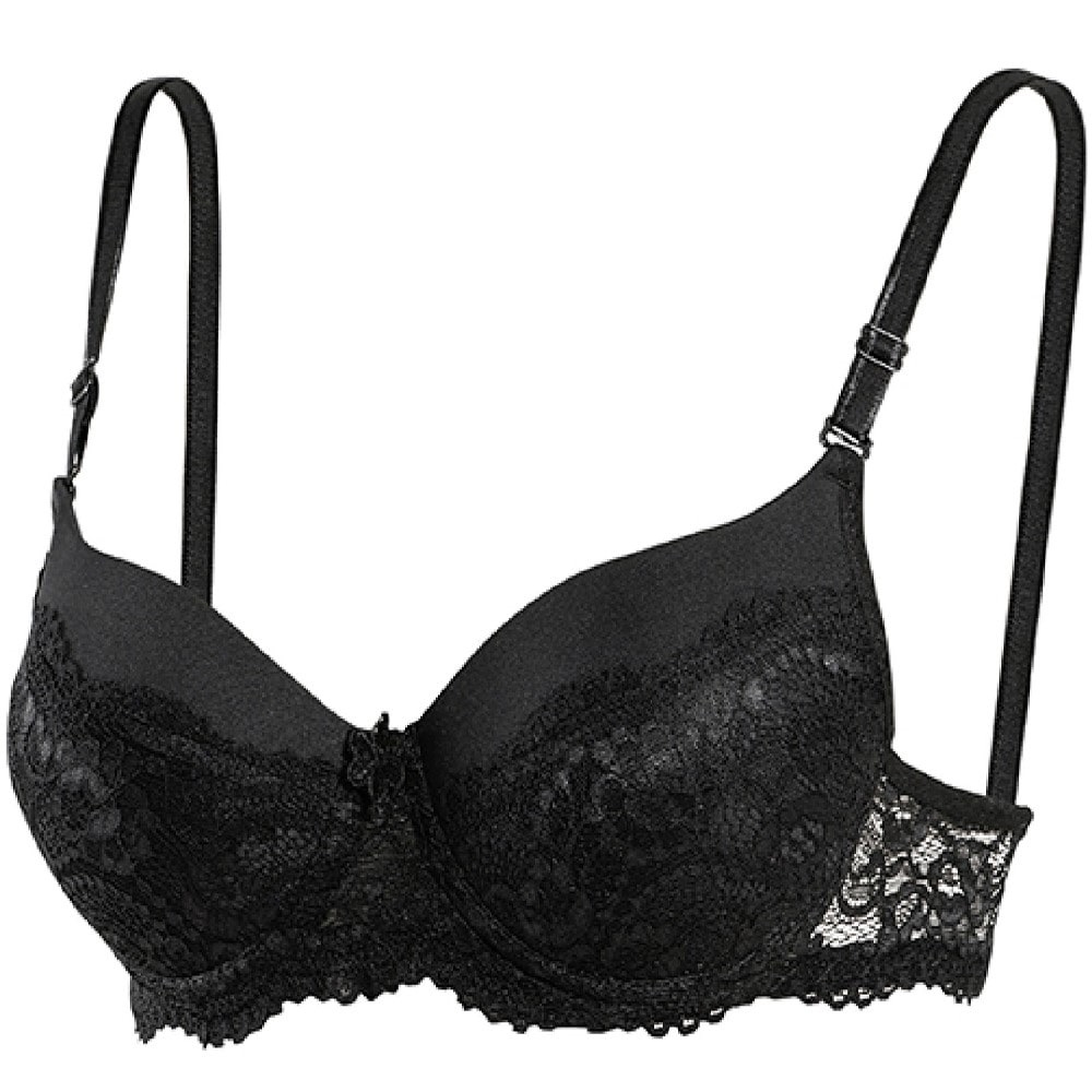1109 Silikonlu Boş Yarı Dantel Sütyen - Siyah - 75-80-85-90-95