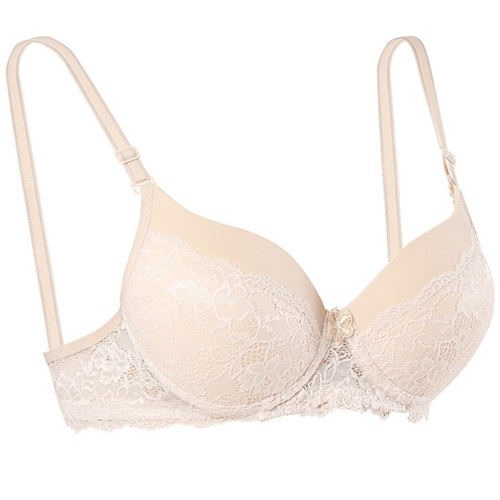 1109 Silikonlu Boş Yarı Dantel Sütyen - Ten