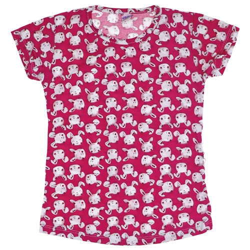 Tavşan Baskılı Kız Çocuk Tshirt Tişört 2-9 Yaş