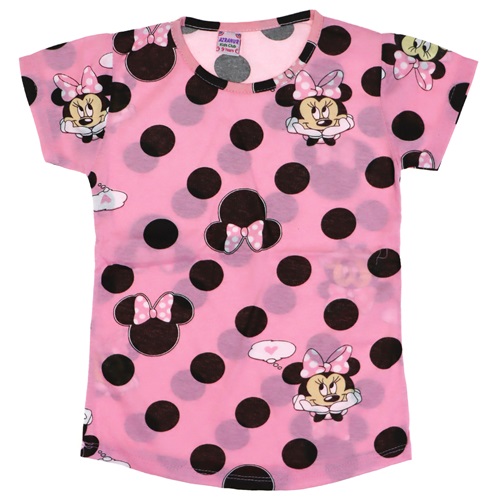 Mickey Mouse Baskılı Kız Çocuk Tshirt Tişört 2-9 Yaş