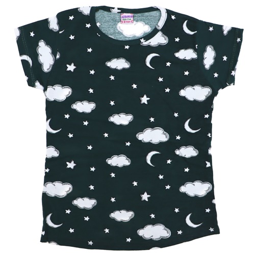 Bulut Baskılı Kız Çocuk Tshirt Tişört 2-9 Yaş