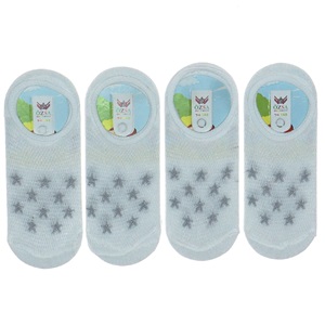 Özsa Desenli Likralı Kız Çocuk Babet Çorap - Beyaz