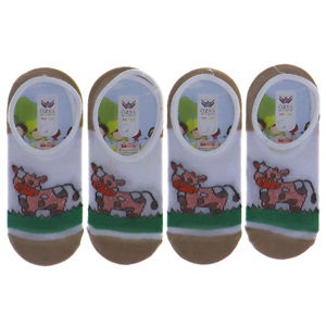 Özsa Desenli Likralı Kız Çocuk Babet Çorap - Beyaz