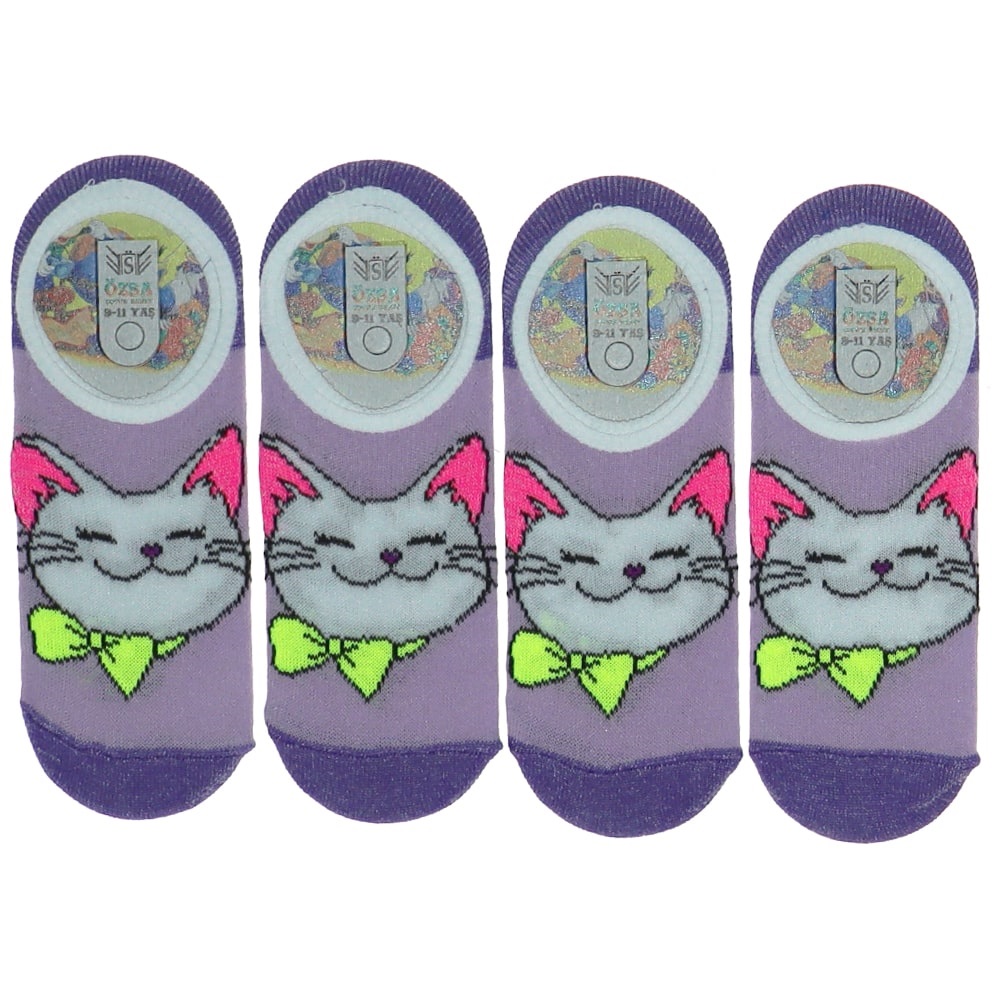 Özsa Desenli Likralı Kız Çocuk Babet Çorap - Lila