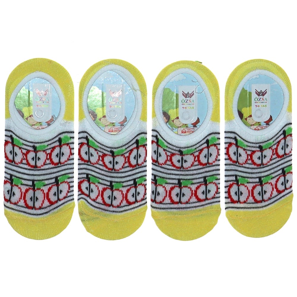 Özsa Desenli Likralı Kız Çocuk Babet Çorap - Sarı