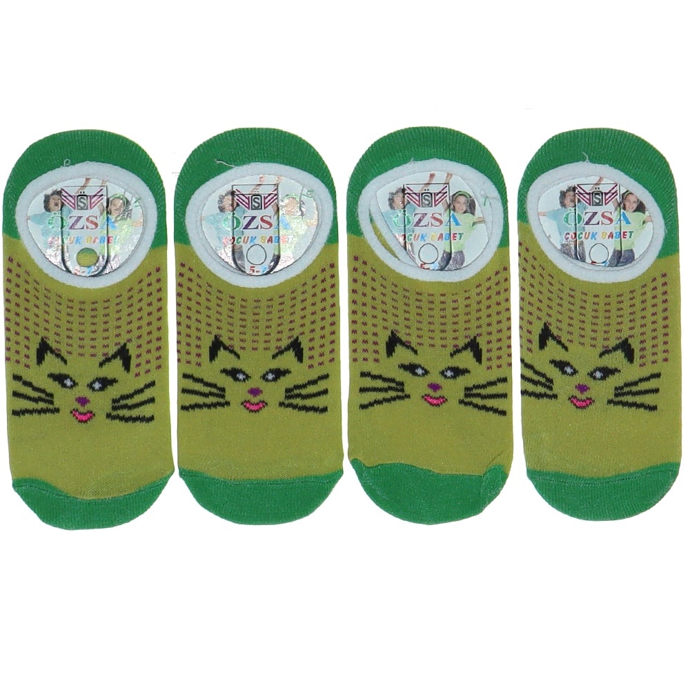Özsa Desenli Likralı Kız Çocuk Babet Çorap - Yeşil