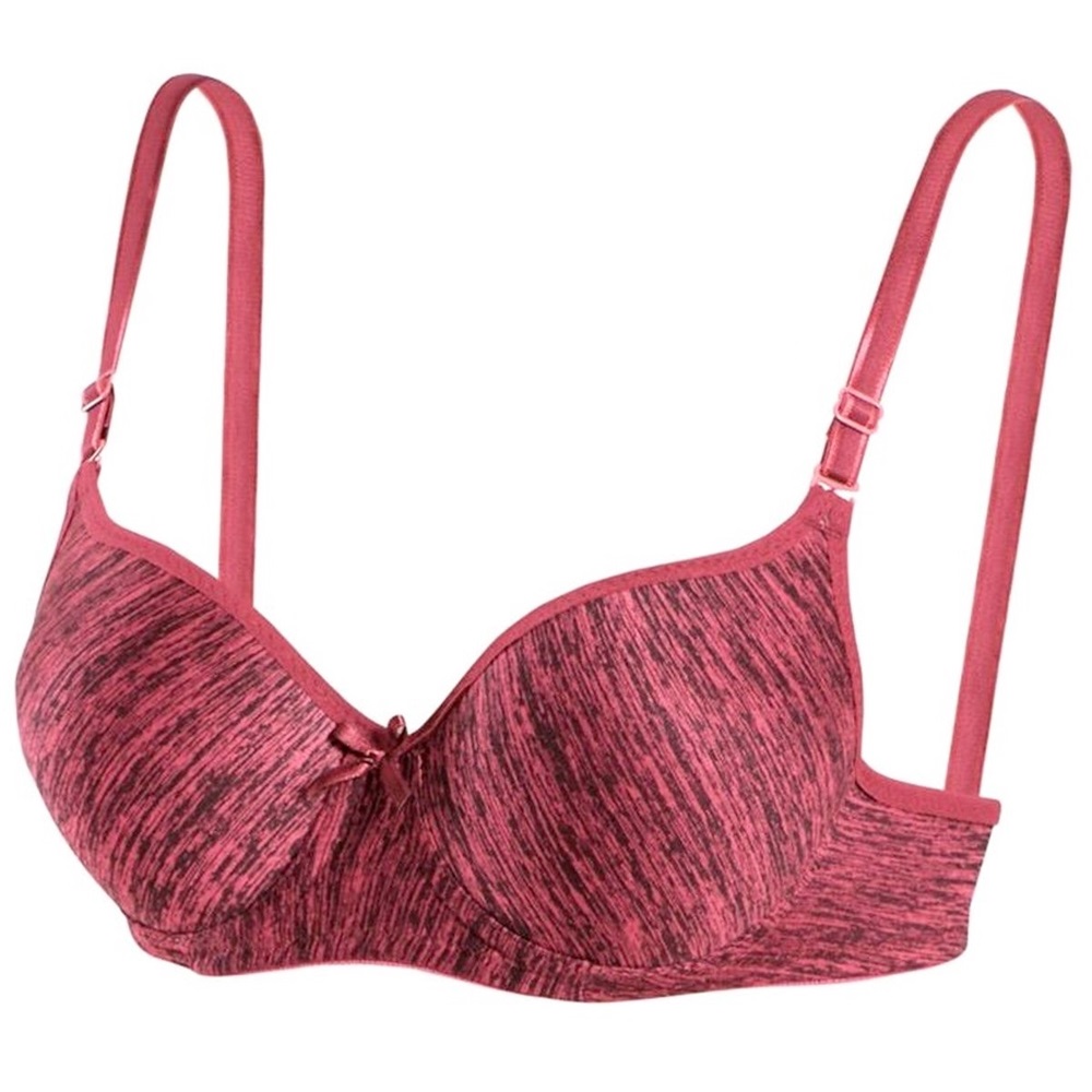 1101 Slikonlu Boş Düz Desteksi Sütyen - Bordo Çizgili - 75-80-85-90-95