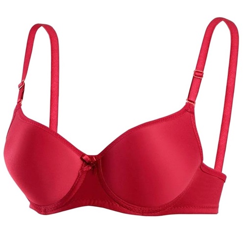 1151 Bayan Silikonlu Dolu Düz Destekli Sütyen - Bordo - 75-80-85-90-95