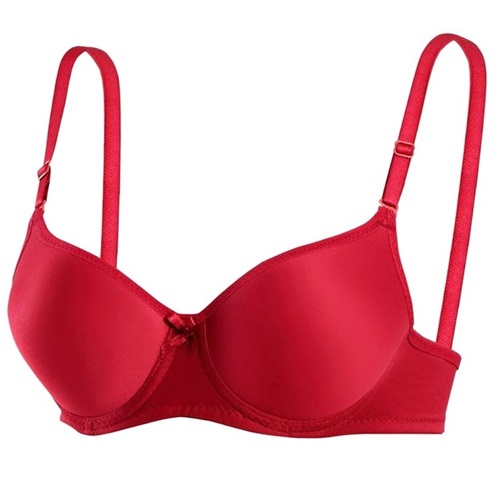 1151 Bayan Silikonlu Dolu Düz Destekli Sütyen - Kırmızı - 75-80-85-90-95