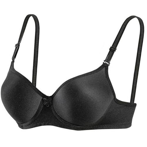 1151 Bayan Slikonlu Dolu Düz Destekli Sütyen - Siyah - 75-80-85-90-95