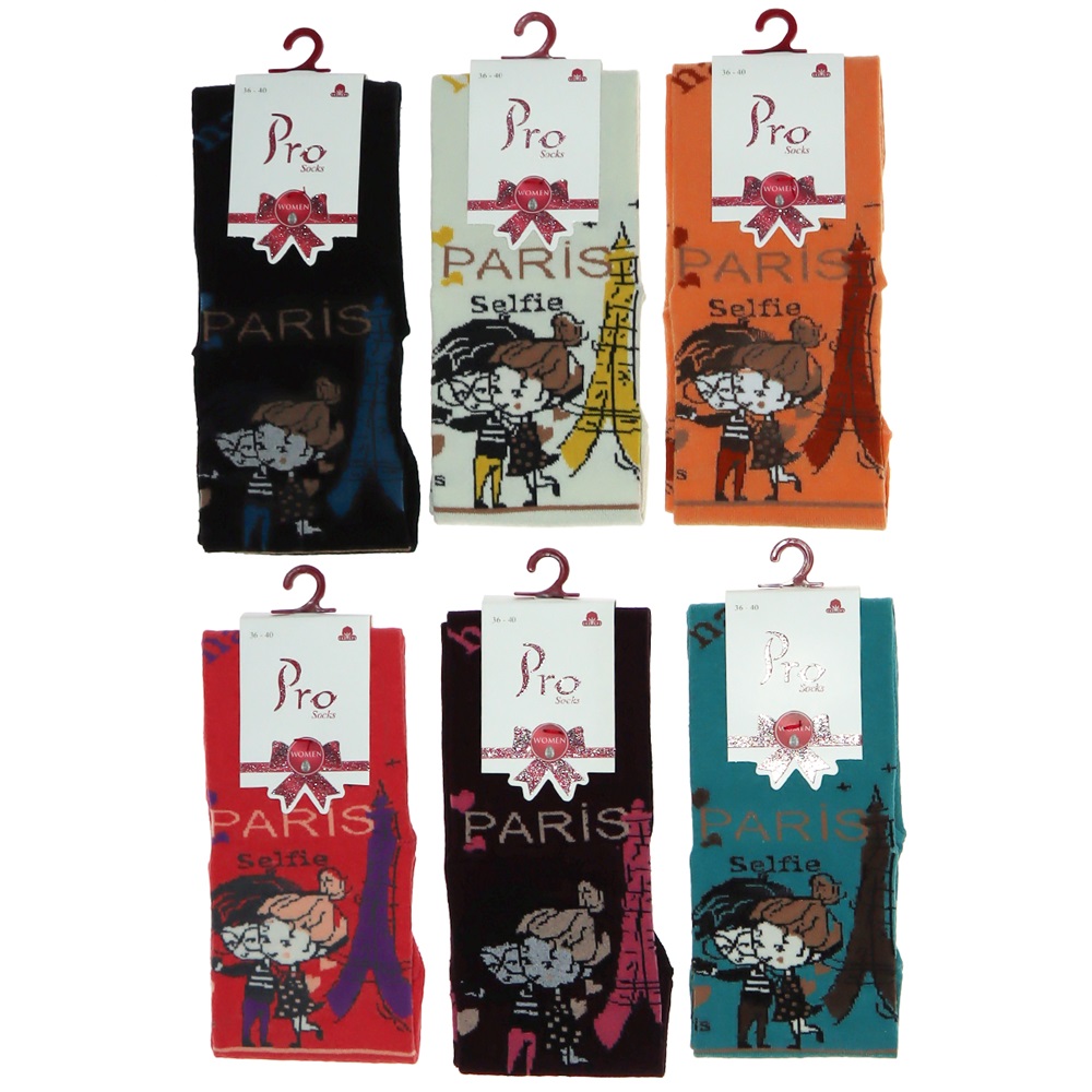 Pro 25620 Bayan Desenli Penye Likralı Soket Çorap