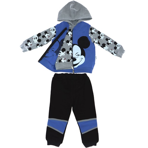 90229 Agumini Çocuk Kapşonlu Mickey Baskı Fermuarlı 3 Lü Takım 1-3 Yaş