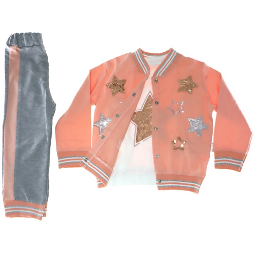 90238 Kız Yıldız Pul İşlemeli Ribanalı 3Lü Takım 1-3 Yaş