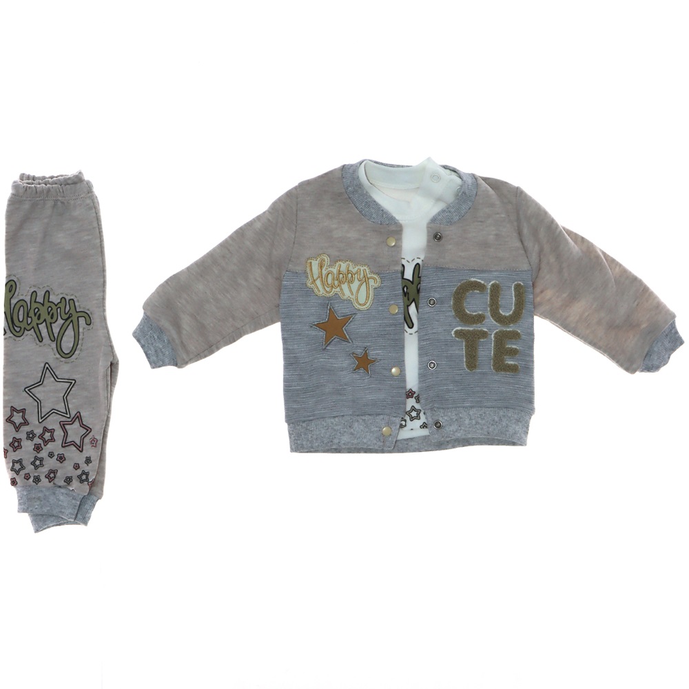 3059 Kız Cute Süzeneli 3 lü Penye Takım 9-18 Ay