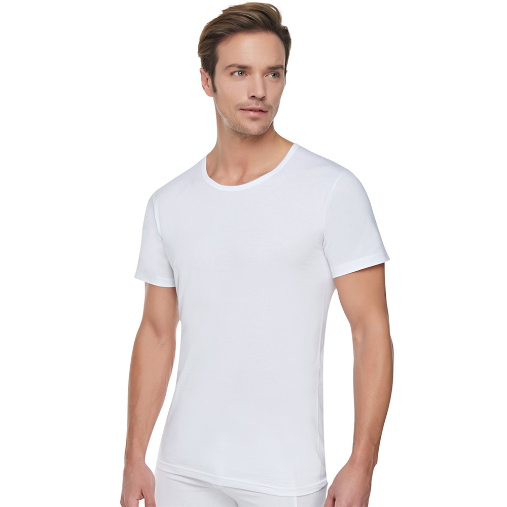 Tutku 0104 Erkek Ribana Bisiklet Yaka Fanila - Beyaz - 5