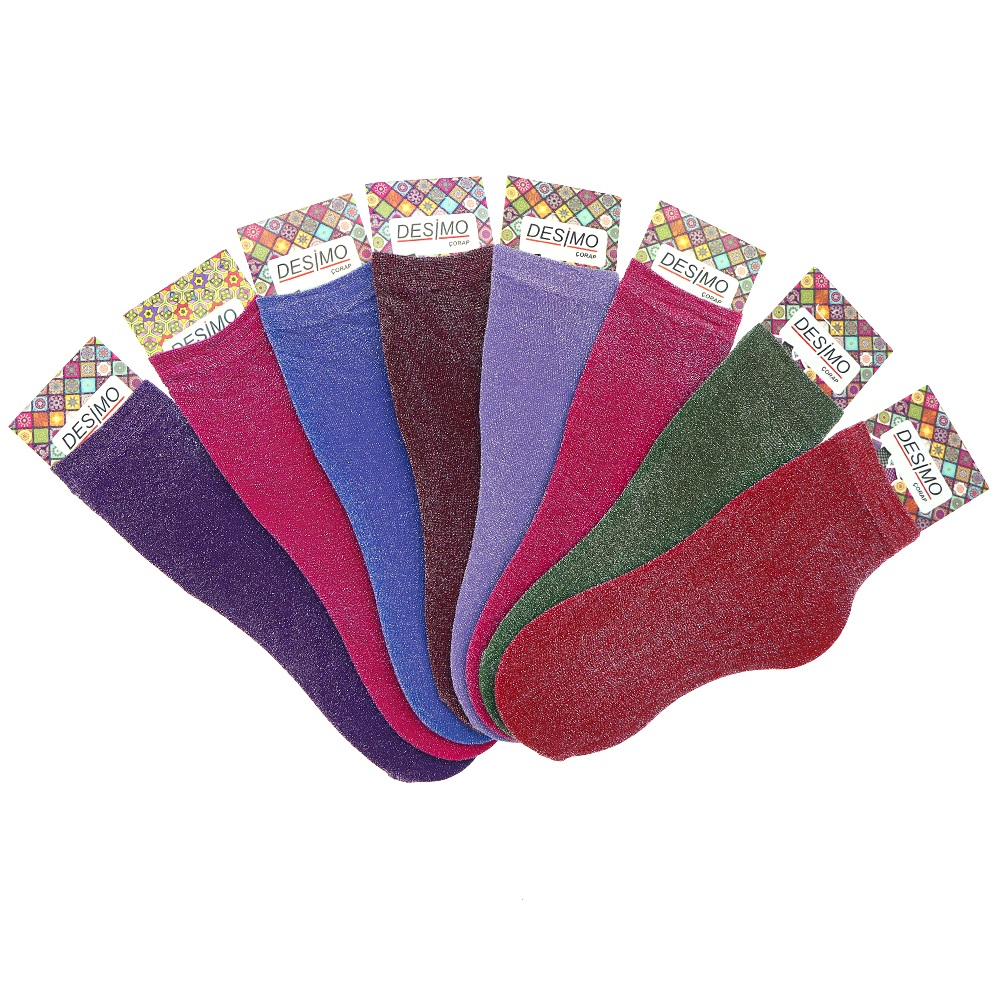 Desimo Bayan Çok Simli Düz Soket Çorap - Kırmızı