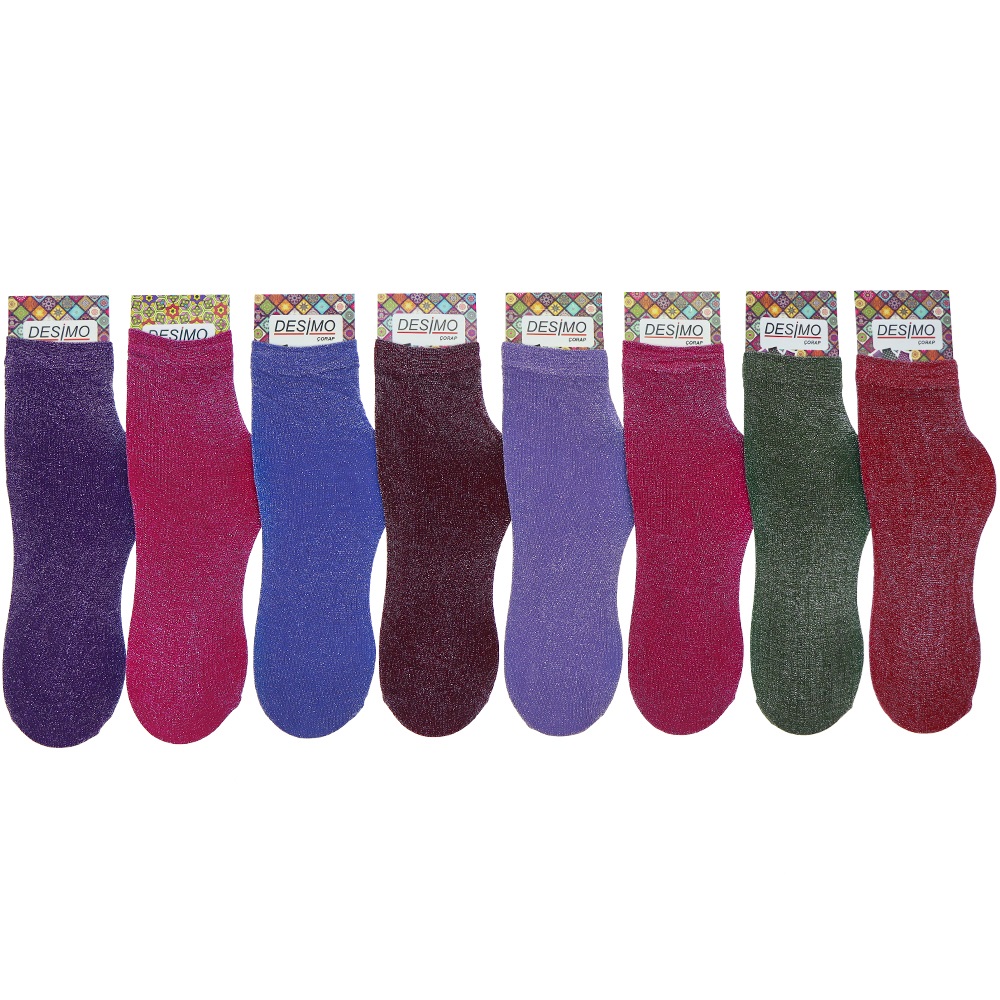 Desimo Bayan Çok Simli Düz Soket Çorap - Kırmızı