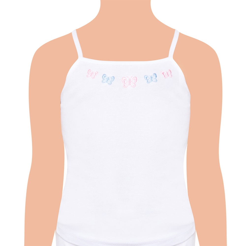 Tutku 0165 Kız Çocuk İp Askılı İşlemeli Atlet - Beyaz - 5