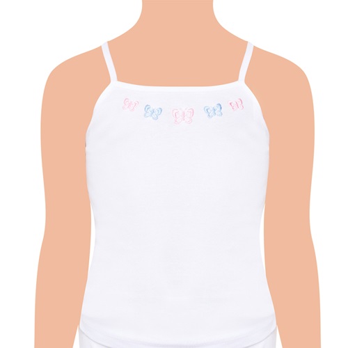 Tutku 0165 Kız Çocuk İp Askılı İşlemeli Atlet - Beyaz - 6