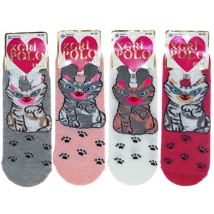 XGri Polo B-6 Bayan Üç Boyutlu Likralı Animasyon Babet Çorap - Karışık Renk