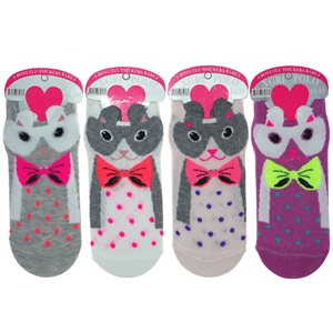 XGri Polo B-6 Bayan Üç Boyutlu Likralı Animasyon Babet Çorap - Karışık Renk