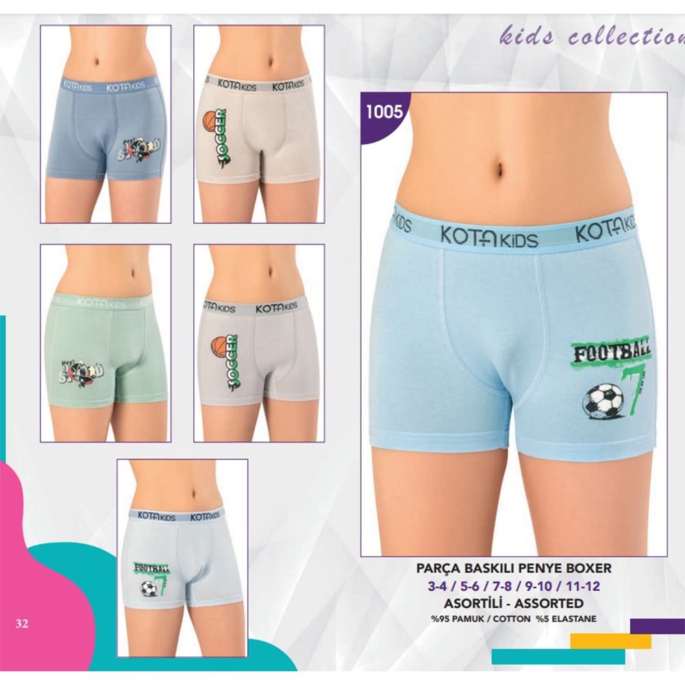 Kota 1005 Çocuk Baskılı Boxer Şort