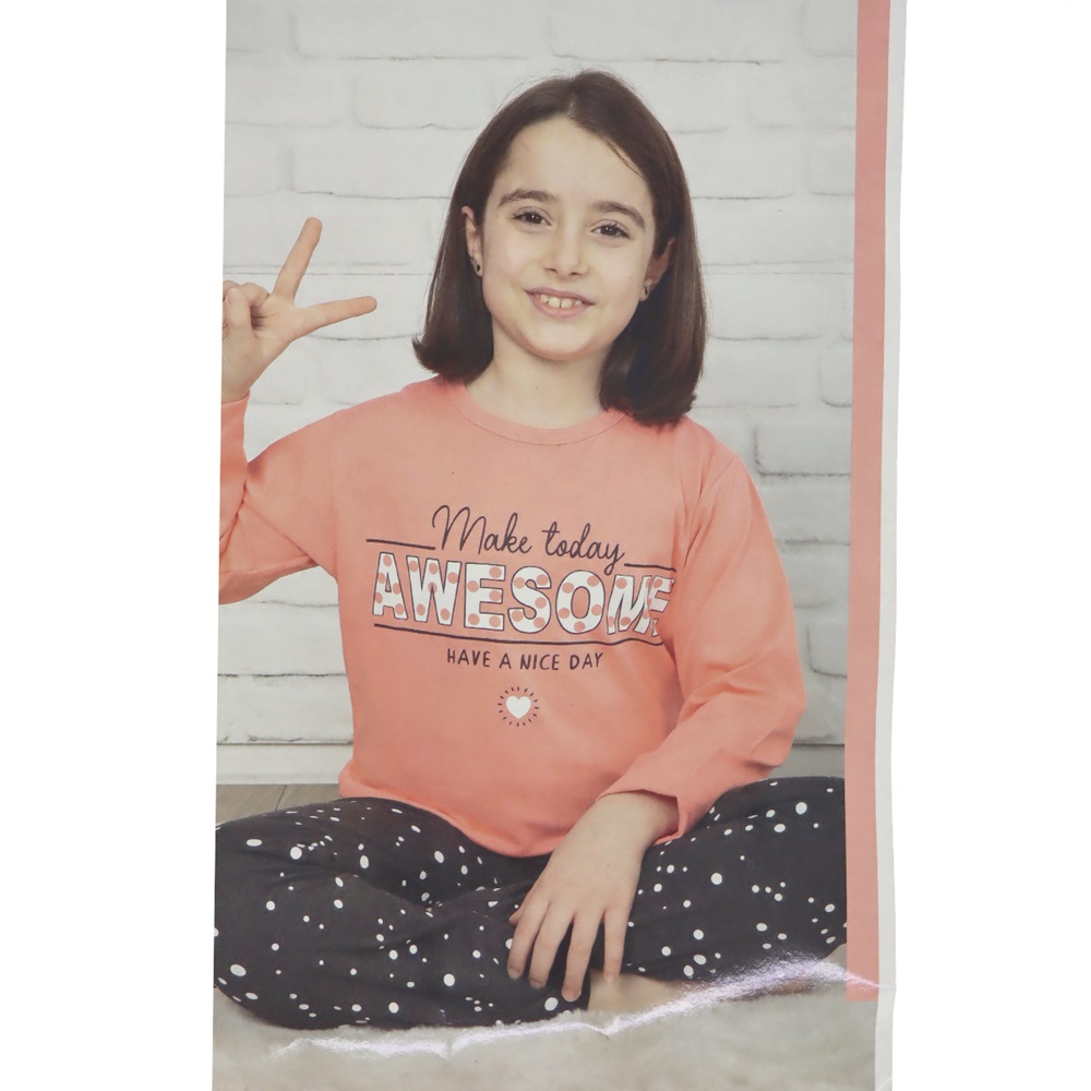 U-8006 Çocuk Likralı Süprem Penye Pijama Takımı 6-9 Yaş