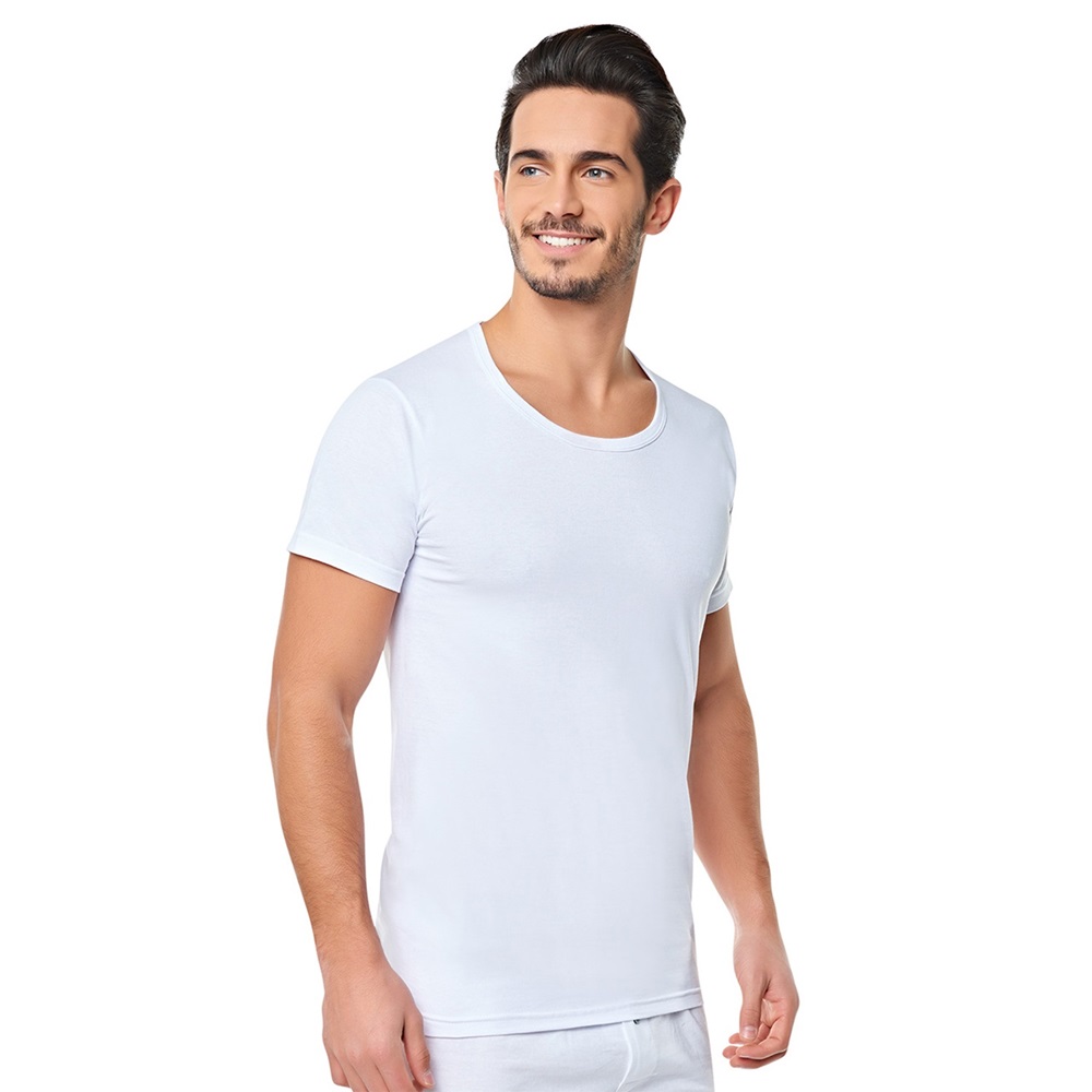 Seher Yıldız 0002 Erkek Penye Renkli Bisiklet Yaka Atlet - Haki - 7