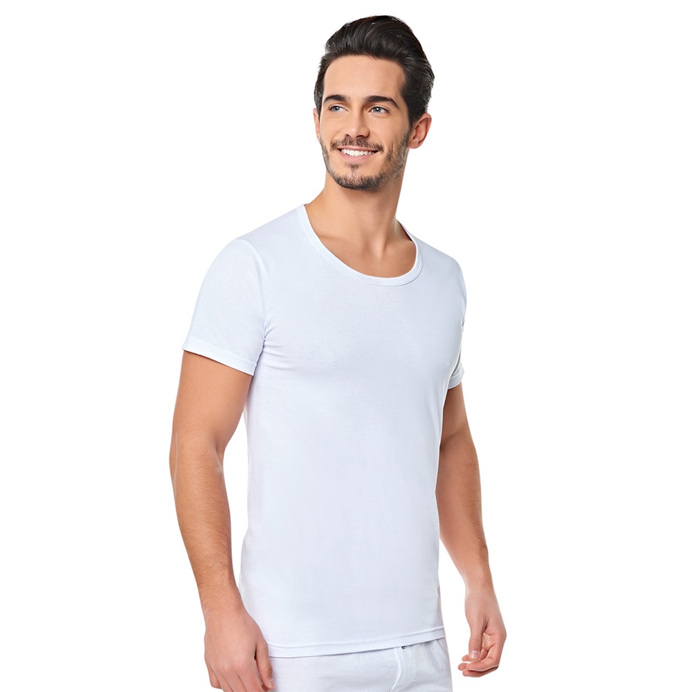 Seher Yıldız 0002 Erkek Penye Renkli Bisiklet Yaka Atlet - Saks - 7