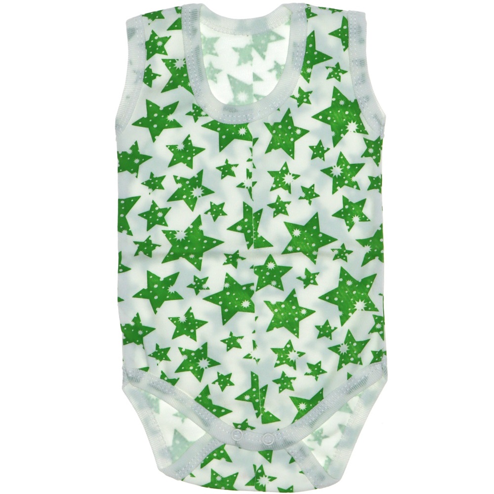 Yıldız Desenli Penye Askılı Çocuk Çıtçıtlı Badi 3-6-9 Ay