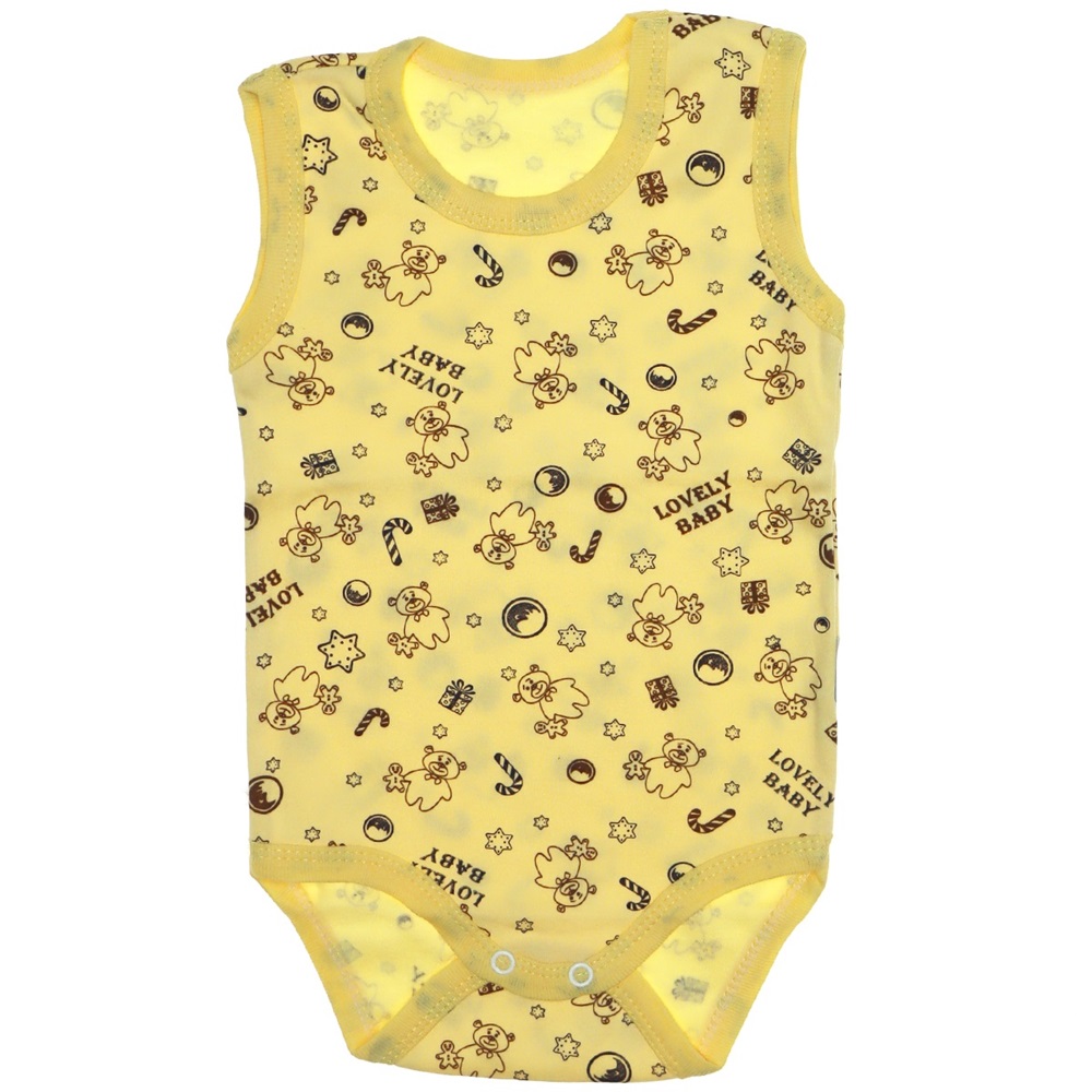 Ayıcık Desenli Penye Askılı Çocuk Çıtçıtlı Badi 3-6-9 Ay