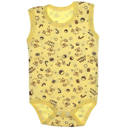 Ayıcık Desenli Penye Askılı Çocuk Çıtçıtlı Badi 3-6-9 Ay