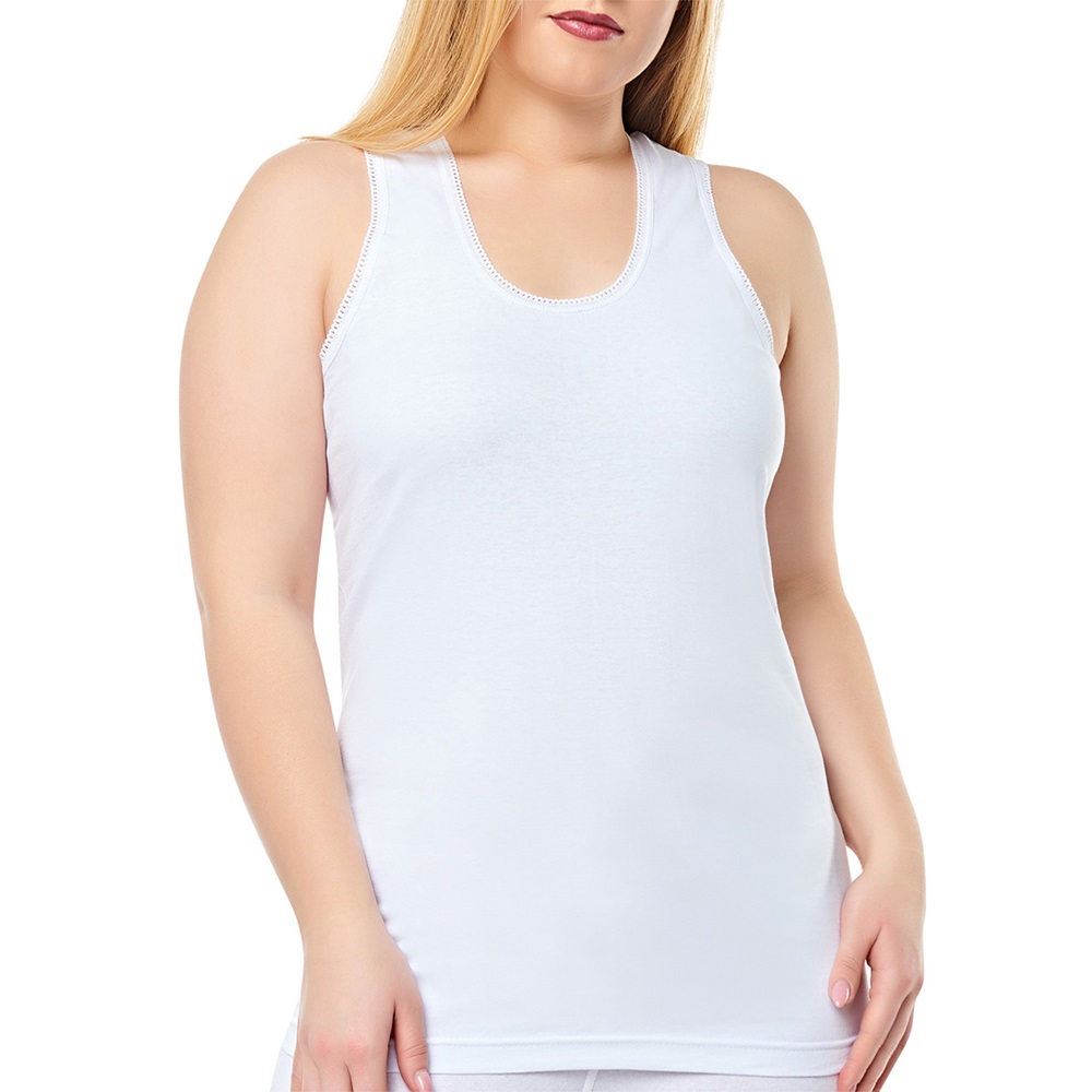 Seher Yıldız 0010 Bayan Kaşkorse Penye Geniş Askılı Atlet - Beyaz - 6