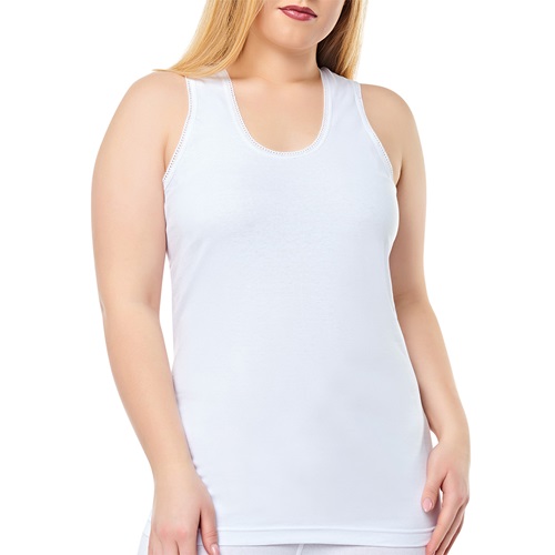 Seher Yıldız 0010 Bayan Kaşkorse Penye Geniş Askılı Atlet - Beyaz - 6