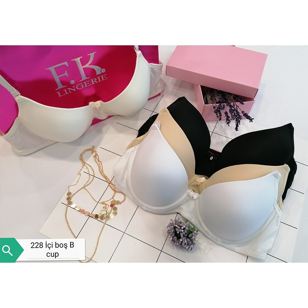 F.K 228 Bayan Süngerli İçi Boş Sütyen 80-95 - Siyah