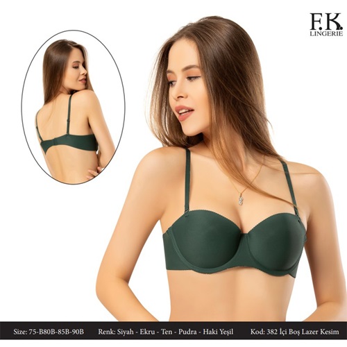 F.K 382 Bayan Süngerli İçi Boş Lazer Kesim Straplez Sütyen 75-85