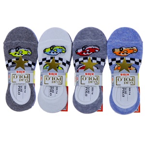 XGri Polo Ç-1 Erkek Çocuk 3 Lü Yıkamalı Desenli Parfümlü Babet Çorap