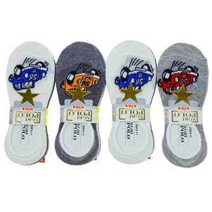 XGri Polo Ç-1 Erkek Çocuk 3 Lü Yıkamalı Desenli Parfümlü Babet Çorap