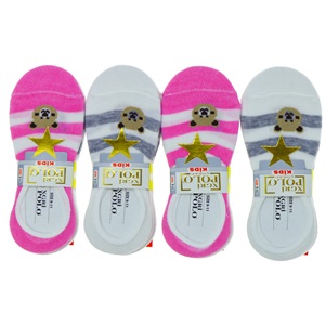 XGri Polo Ç-1 Kız Çocuk Yıkamalı Desenli Likralı Babet Çorap - Karışık Renk - 7-8 YAŞ