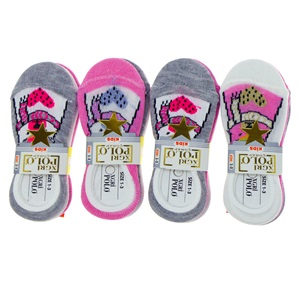 XGri Polo Ç-1 Kız Çocuk Yıkamalı Desenli Likralı Babet Çorap - Karışık Renk - 7-8 YAŞ