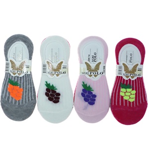 XGri Polo Ç-1 Kız Çocuk Yıkamalı Desenli Likralı Babet Çorap - Karışık Renk - 7-8 YAŞ