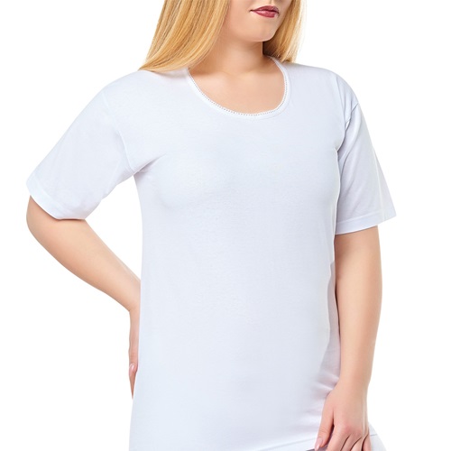 Seher Yıldız 0011 Bayan Yarım Kollu Kaşkorse Atlet - Beyaz - 5