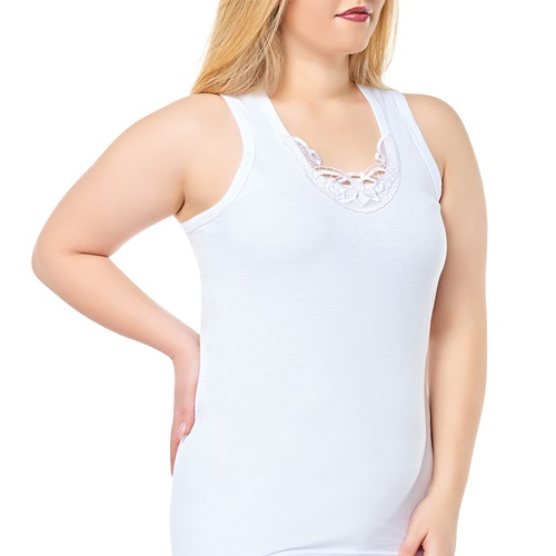 Seher Yıldız 0012 Bayan Geniş Yaka Hazır yaka Atlet - Beyaz - 7