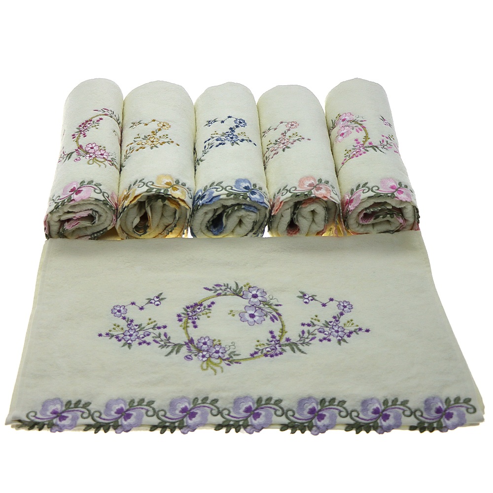 Murat Nakışlı Dalgalı Kadife El - Yüz Havlusu 50x90 cm